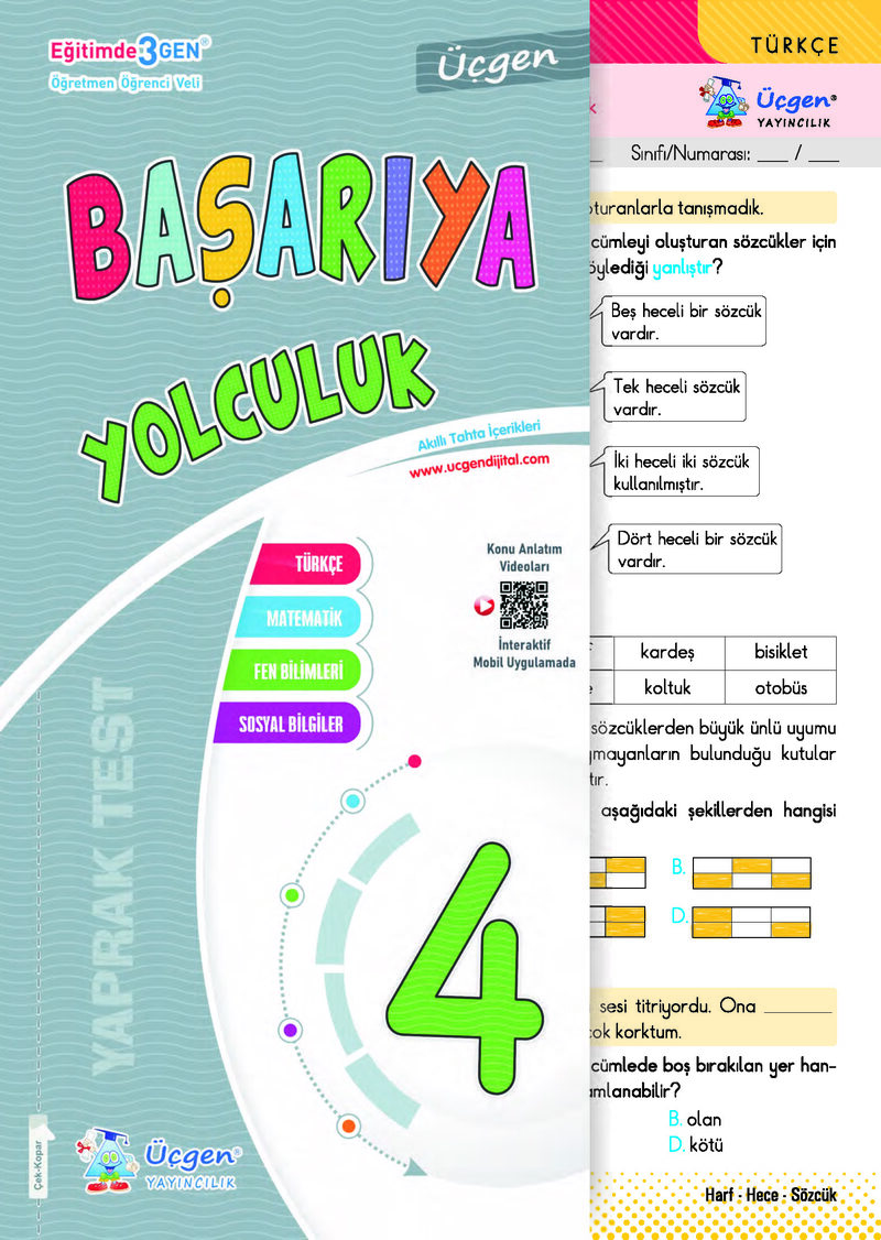 4. Sınıf Başarıya Yolculuk - Yaprak Test Kapak Resmi